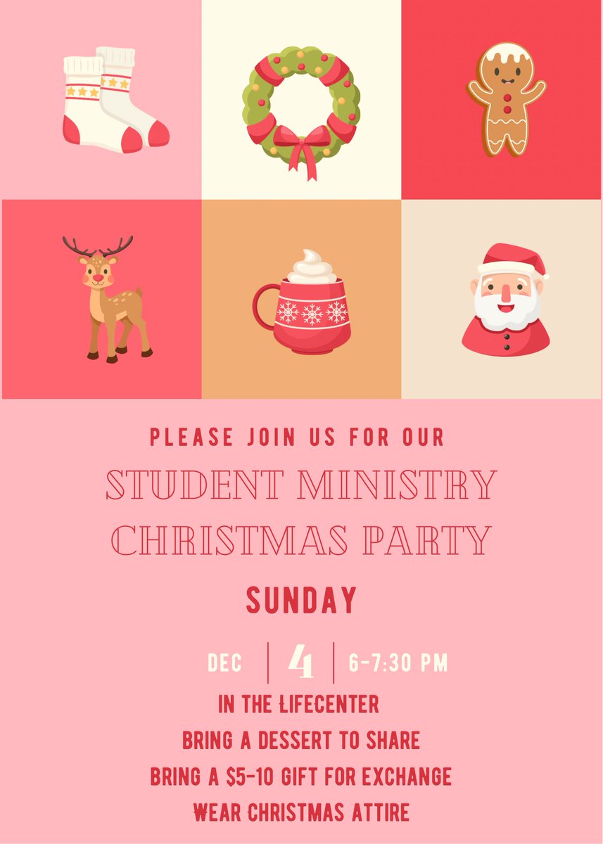 mtairystudents's tweet photo. Christmas Party Sunday Night!! We will be in the LifeCenter from 6:00-7:30 pm celebrating together. Bring your $5-10 gift, desserts to share, and wear your Christmas attire. https://t.co/ydn8IUqJHA