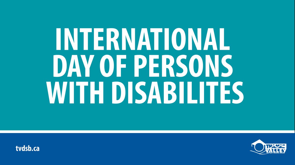 TVDSB's tweet image. On the International Day of Persons with Disabilites, #TVDSB recognizes and celebrates the unique abilities and strengths of each individual. We are committed to making our facilities accessible and equitable places for everyone to learn and work. #IDPWD