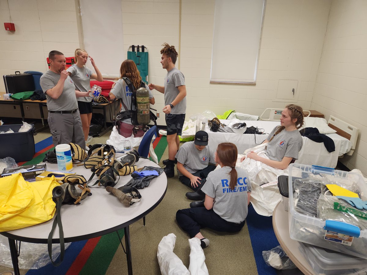 On Friday the class got to experience a  level A haz mat suit.  Practiced donning and doffing as well as preforming some tasks while in the suit.