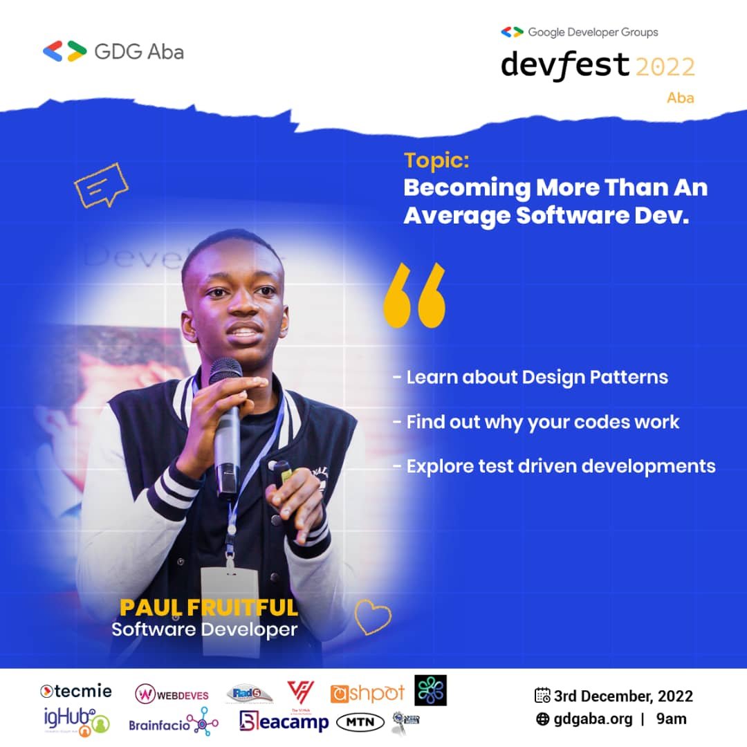 de_codementor's tweet photo. Our youngest software developer Paul Fruitful, a SS3 student and 15y/o was amazing.  He gave tips of becoming more than average.

We are  @gdg_aba
 
#DevFestAba2022 
 #DevFest2022
 #GdgAba https://t.co/MzasZG6gSV