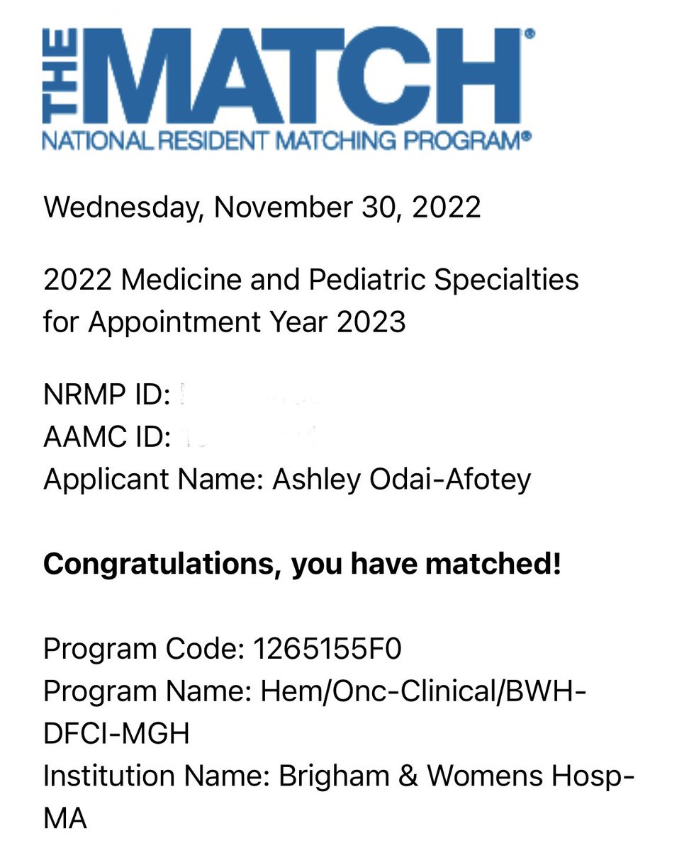 Excited to continue my journey to being a oncologist and health disparities researcher @DanaFarber @MGH. Grateful for my amazing mentors @DrRFreedman, @OdejideOreofe, @ValStoneMD, Dr. Nadine McCleary, Dr. Christopher Lathan, and their continued support!