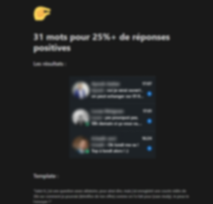 raphael_dalleau's tweet photo. 1000 personnes contactées.
50% de taux de réponses.
25% de réponses positives.
30% de taux de closing.
31 mots.

C'est les résultats de cette stratégie, que je te partage GRATUITEMENT.

RT + commente "31" pour que je te l'envoie.

(faut me follow) https://t.co/P1JcpmX3Bz