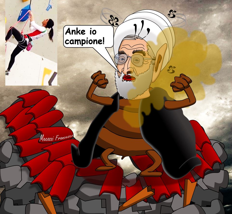 Satiracida's tweet photo. Iranian champion Elnaz Rekabi's house destroyed. Now it will be necessary to invent the new sport in which to enroll the president...
#satire #vignette #comix #cartoon https://t.co/KNEkr7miCR