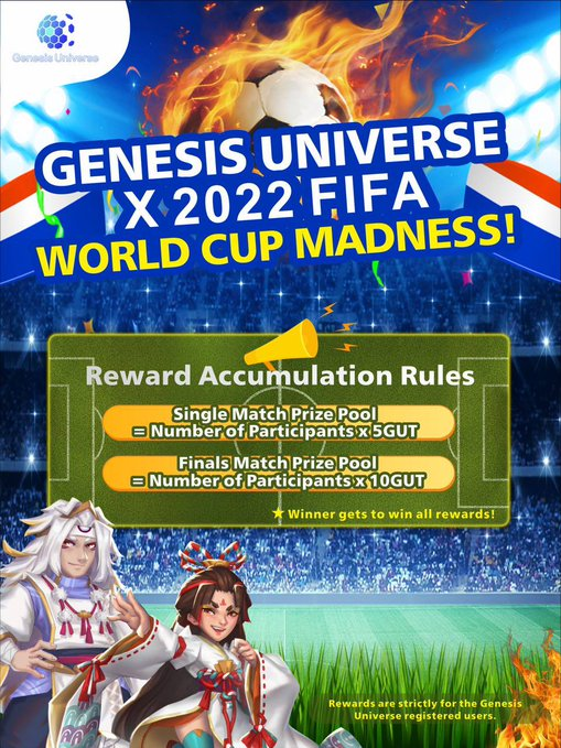 luckyeluk's tweet photo. GUT x Worldcup makes me excited!!!, join me here https://t.co/NNzfKbl2yY "   @genesisunivers #worldcup #gamefi https://t.co/MxMp9etJLp