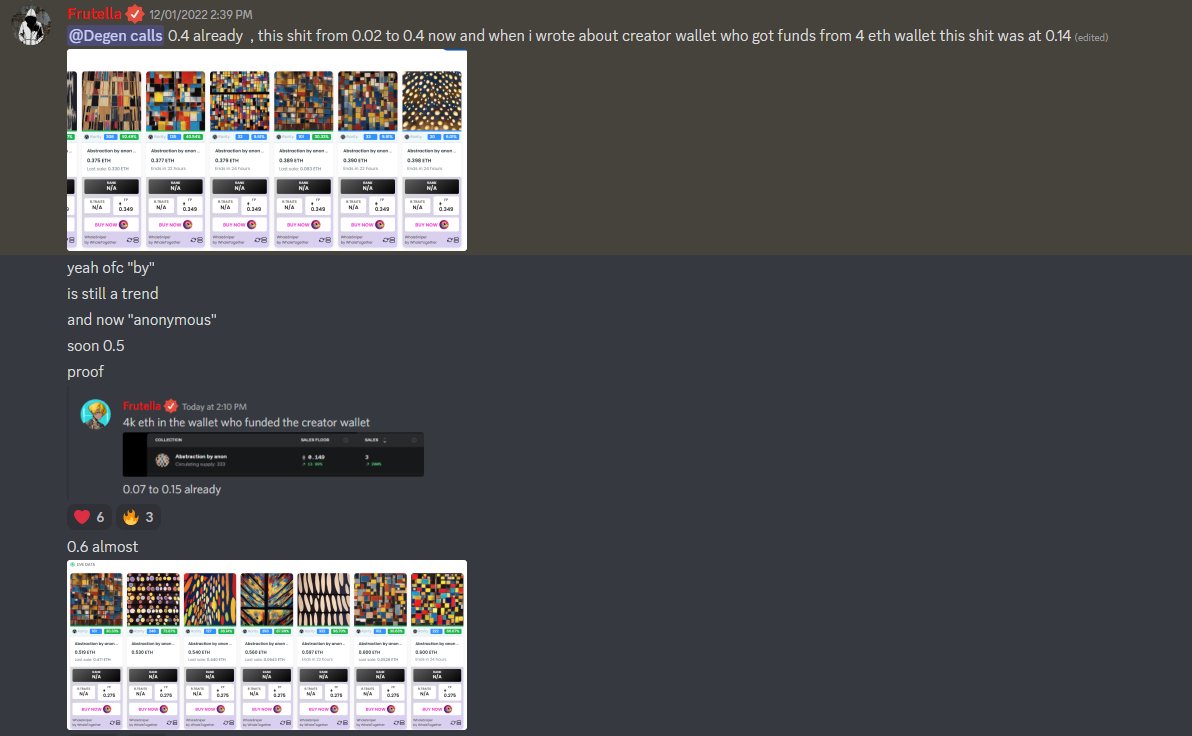 frutella786's tweet photo. Some Recent wins for us.
Abstraction by anon ( 0.14 to 2 ETH Big W).
myrai manga official (0.014 to 0.03 )
cryptoad pupz by sigler (0.01 to 0.03)
an end by basquinot (0.01 to 0.14)
Join our Server  for free money: 
@NFTFRIENDSALPHA 
https://t.co/CFPkSr72KK https://t.co/gYaAEutsfy