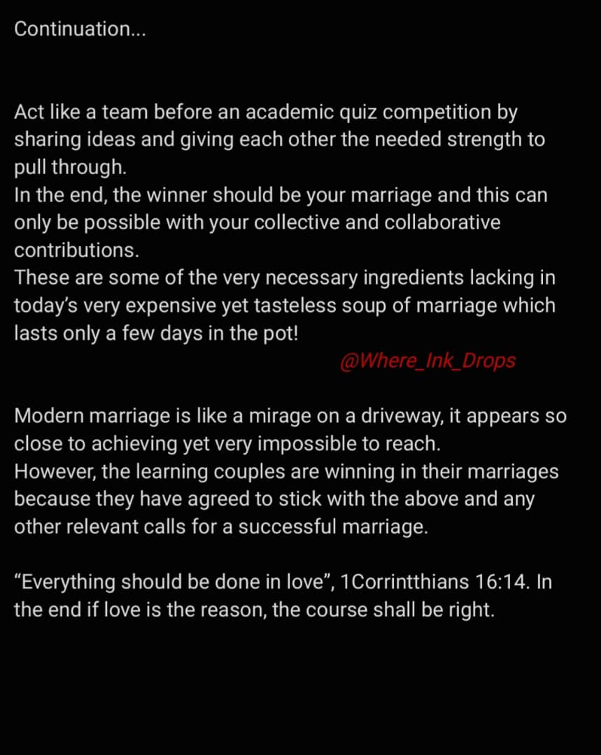 Where_Ink_Drops's tweet photo. Share your thoughts #writerslife #marriages #Youth https://t.co/IwqiqT8pR9