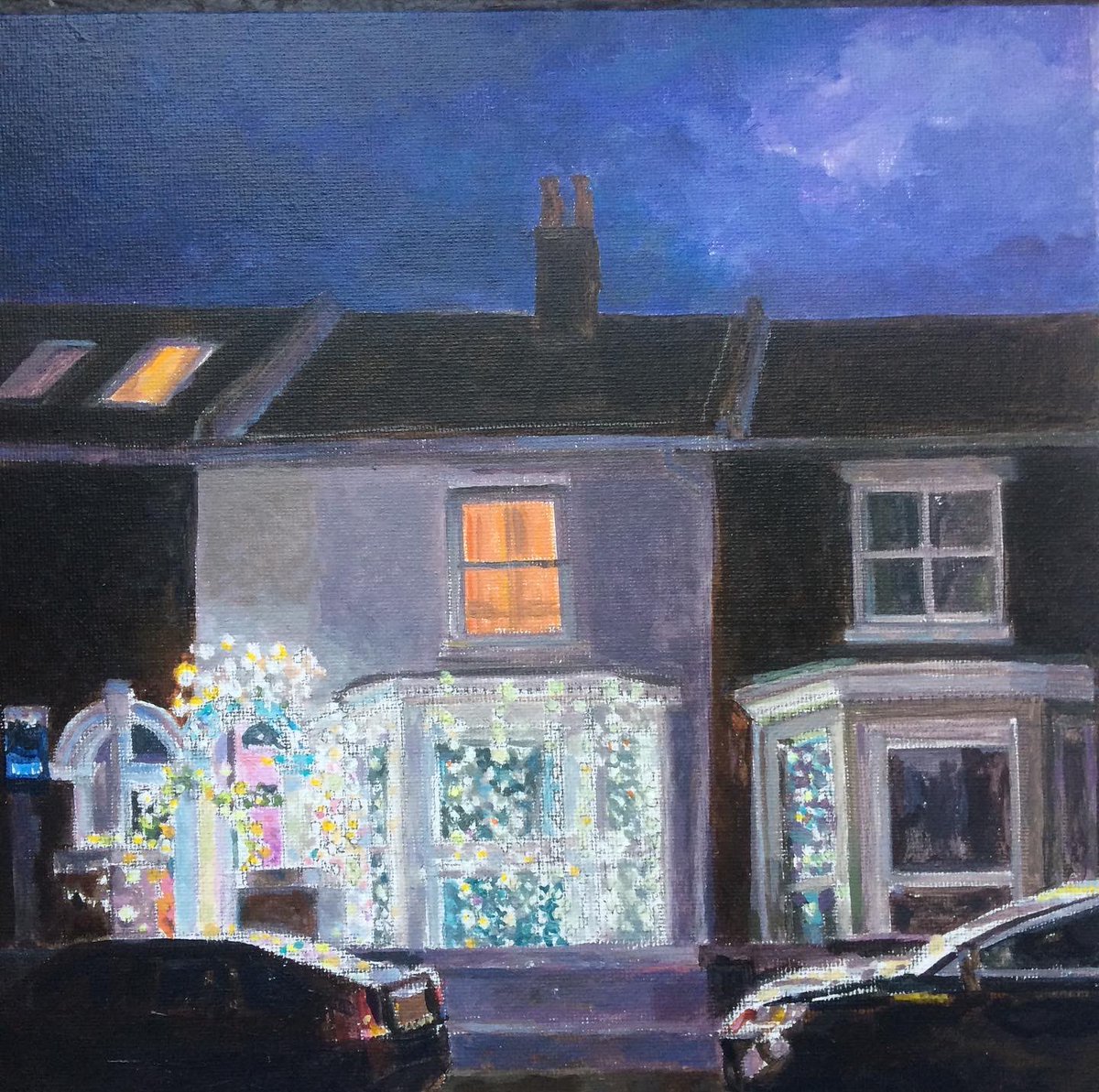 JackHouse's tweet photo. Doing an art advent calendar this year on a theme of #night 25 artworks in the run up to Christmas one revealed each day in the gallery window &amp; online. 3 doors &amp; counting #artadvent images chris wood, Katie Munro &amp; @RyanSDodd there’s a @youarethefolk to come somewhere! https://t.co/OKo0VWFAM5