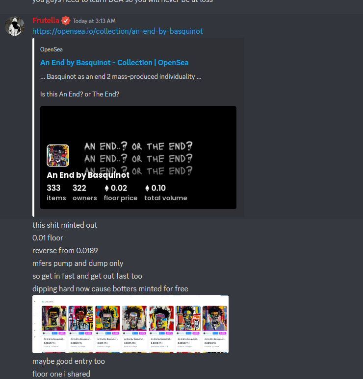 frutella786's tweet photo. Some Recent wins for us.
Abstraction by anon ( 0.14 to 2 ETH Big W).
myrai manga official (0.014 to 0.03 )
cryptoad pupz by sigler (0.01 to 0.03)
an end by basquinot (0.01 to 0.14)
Join our Server  for free money: 
@NFTFRIENDSALPHA 
https://t.co/CFPkSr72KK https://t.co/gYaAEutsfy