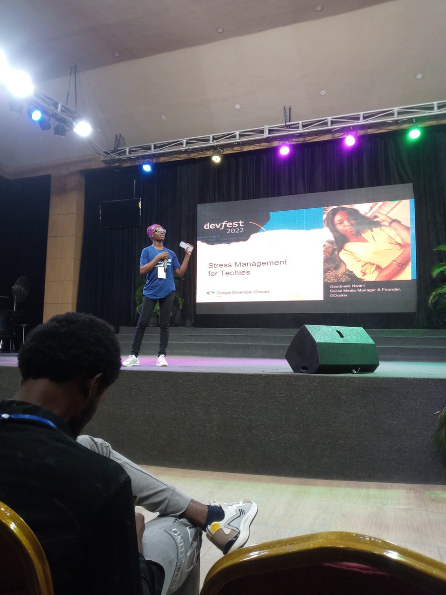 ObeniDaniel's tweet photo. Speaker: Goodness Nwani

Effective Stress management in the tech industry

#DevFestAba
#DevFestAba2022
#GDGAba https://t.co/gSjkeDlON9