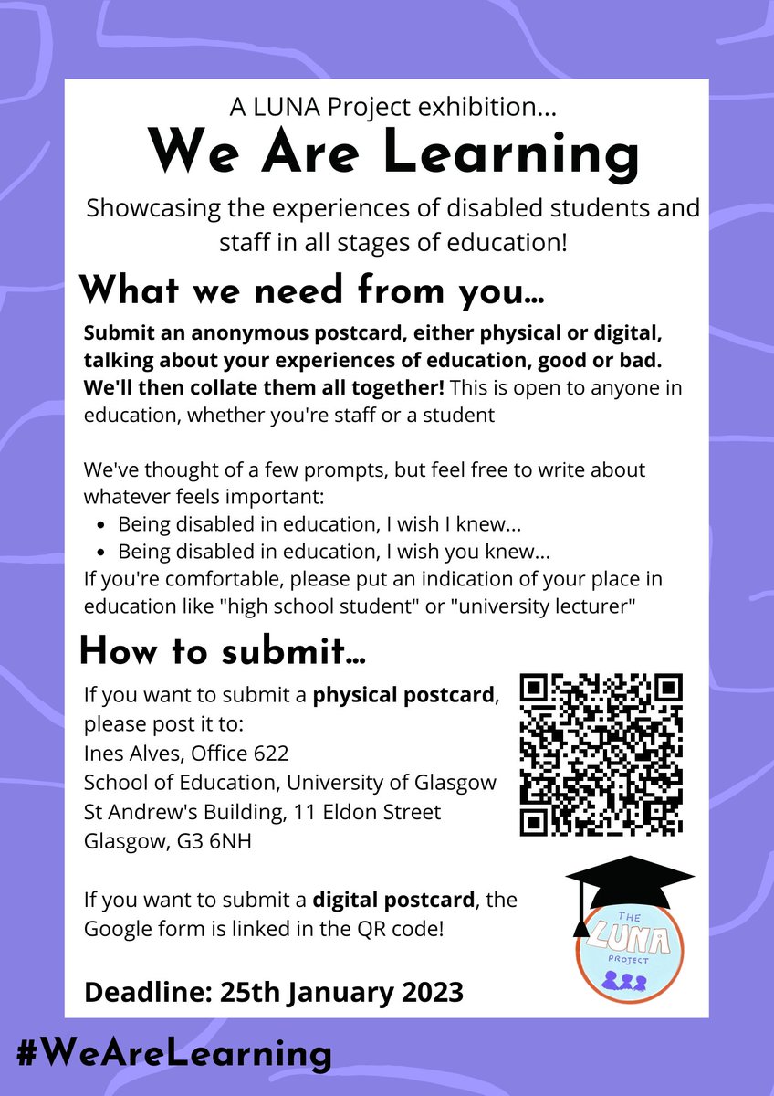 theLUNAprojectt's tweet photo. Happy #IDPD2022! We're really excited to launch a brand new project... #WeAreLearning!

We know first hand how isolating it can be to be disabled in education &amp; we want to use our platform to collate these experiences &amp; raise awareness. (1/2)

IDs: https://t.co/fgkhIYwKpr https://t.co/9EJCNpprxk
