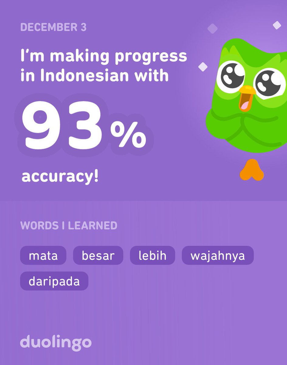 twcnomad's tweet photo. I’m learning Indonesian on Duolingo! It’s free, fun, and effective. https://t.co/VUYeNdaCZz