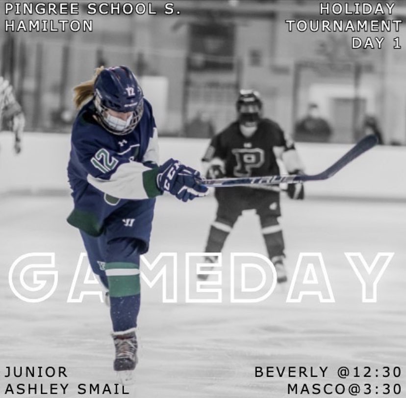 HOLIDAY TOURNEY GAME DAY!          

First game at 12:30 against Bev. Second game at 3:30 against Masco.  💚💙 #rollping #pgvh <a href="/pingreesports/">Pingree School Athletics</a> 

🎄HOLIDAY TOURNEY 
🆚 <a href="/BeverlyPanthers/">Beverly Panthers</a> &amp; <a href="/MascoGirlsHock/">Masco Girls HS Hockey</a> 
⏰ 12:30 &amp; 3:30 
📍South Hamilton, MA 
🎟️ The Johnny