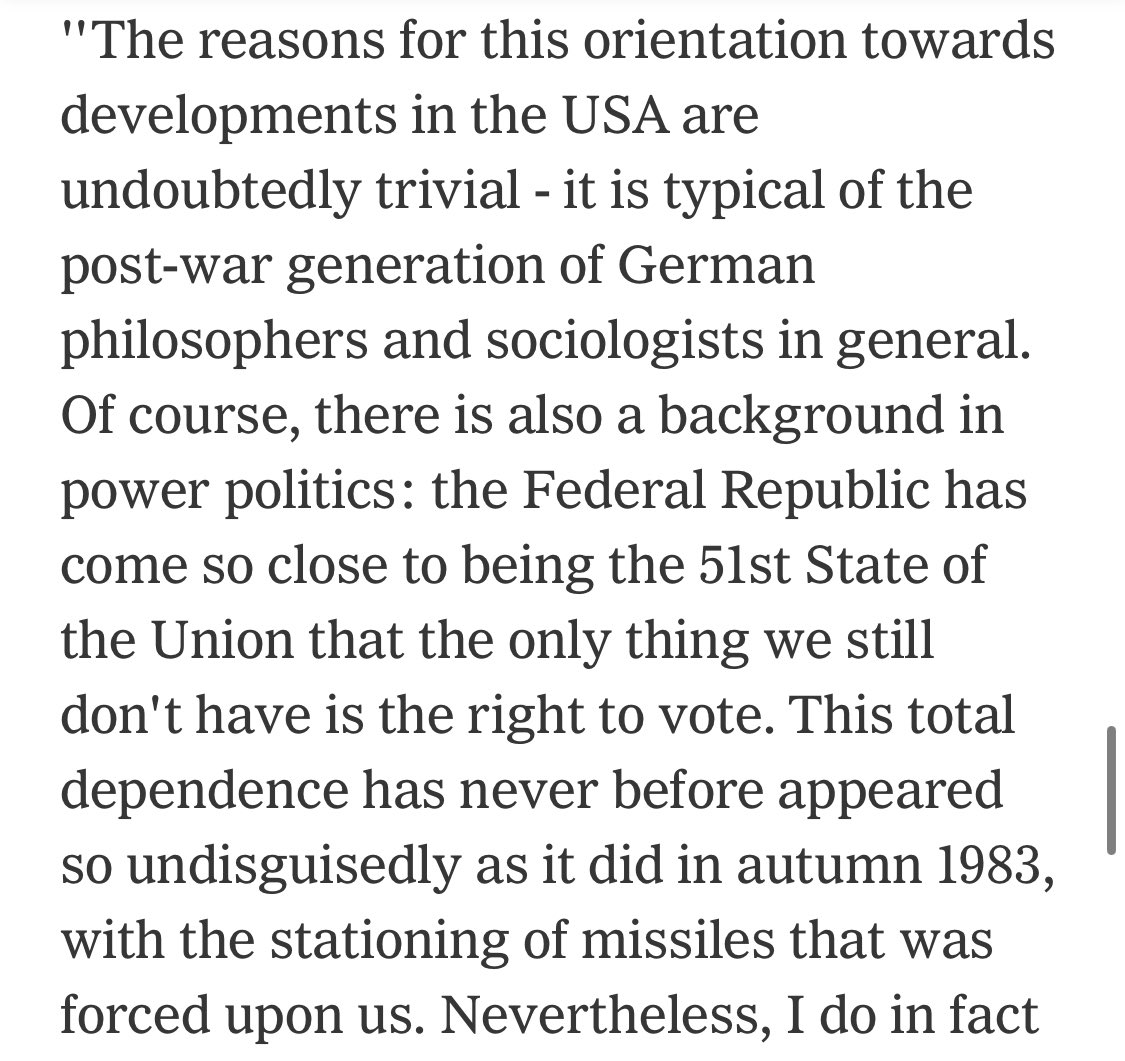 Hans Magnus Enzensberger on Jürgen Habermas on Germany’s encounter with American culture nytimes.com/1985/11/17/boo…