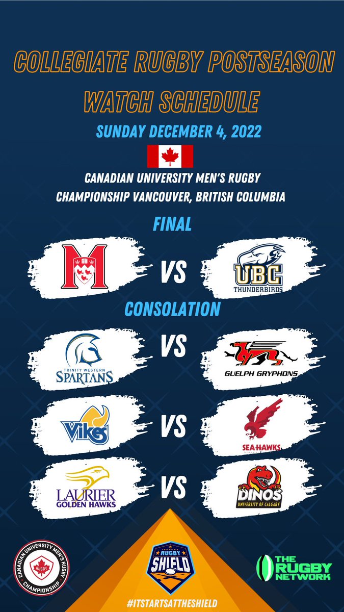 Tomorrows slate of postseason collegiate rugby

#ItStartsAtTheShield