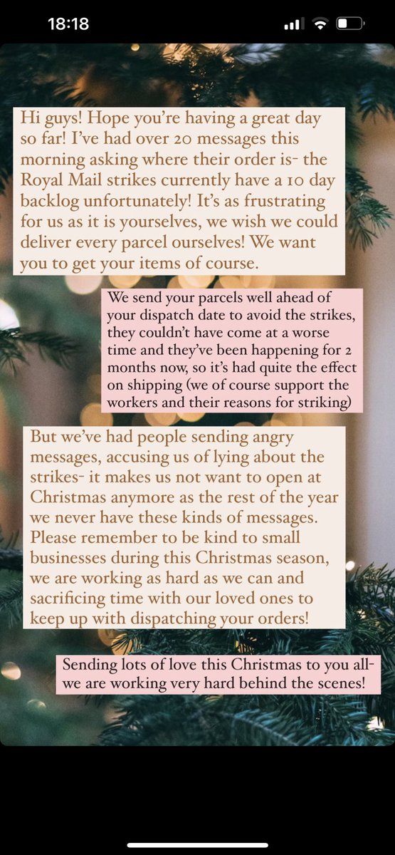 taylorandlucas_'s tweet photo. Hi guys, I don’t even know where to start but I’m sure some of you have seen the instagram stories but I’ll put them here too! We have had countless angry messages, been told that we are lying about the Royal Mail strikes and are being blamed for something we cannot control ❤️❤️ https://t.co/0nqYkZWnHd