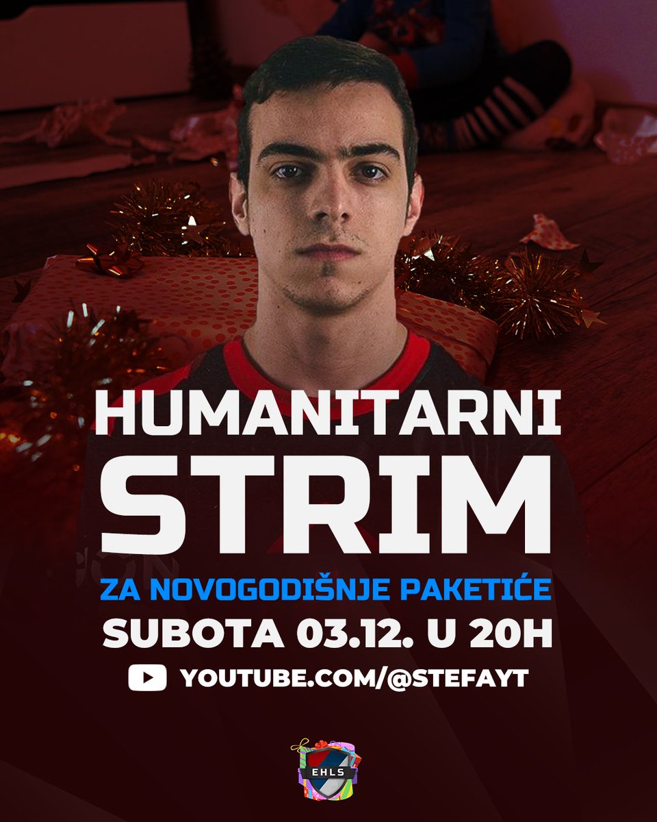 ehls_official's tweet photo. Pratite humanitarni strim za novogodišnju akciju danas od 20h i donirajte za socijalno ugroženu decu!
Čekamo vas večeras na https://t.co/dErLeR9p89!
#EsportHumanitarnaLigaSrbije #EHLS https://t.co/BMBwbhEOp6
