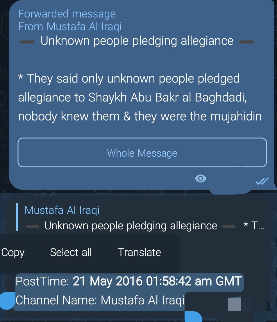 kalogeyaa's tweet photo. In fact, this accusation was brought by sahawāt of iraq against Abū Umar al-Baghdadi and Usama bin Laden replied against it (2007). This same accusation was circulated by Sahawāt of Syria &amp; we can see here in 2016 Mustafa Iraqi placed this in his final compilation to shubuhāt. https://t.co/3yQaUa5pqK