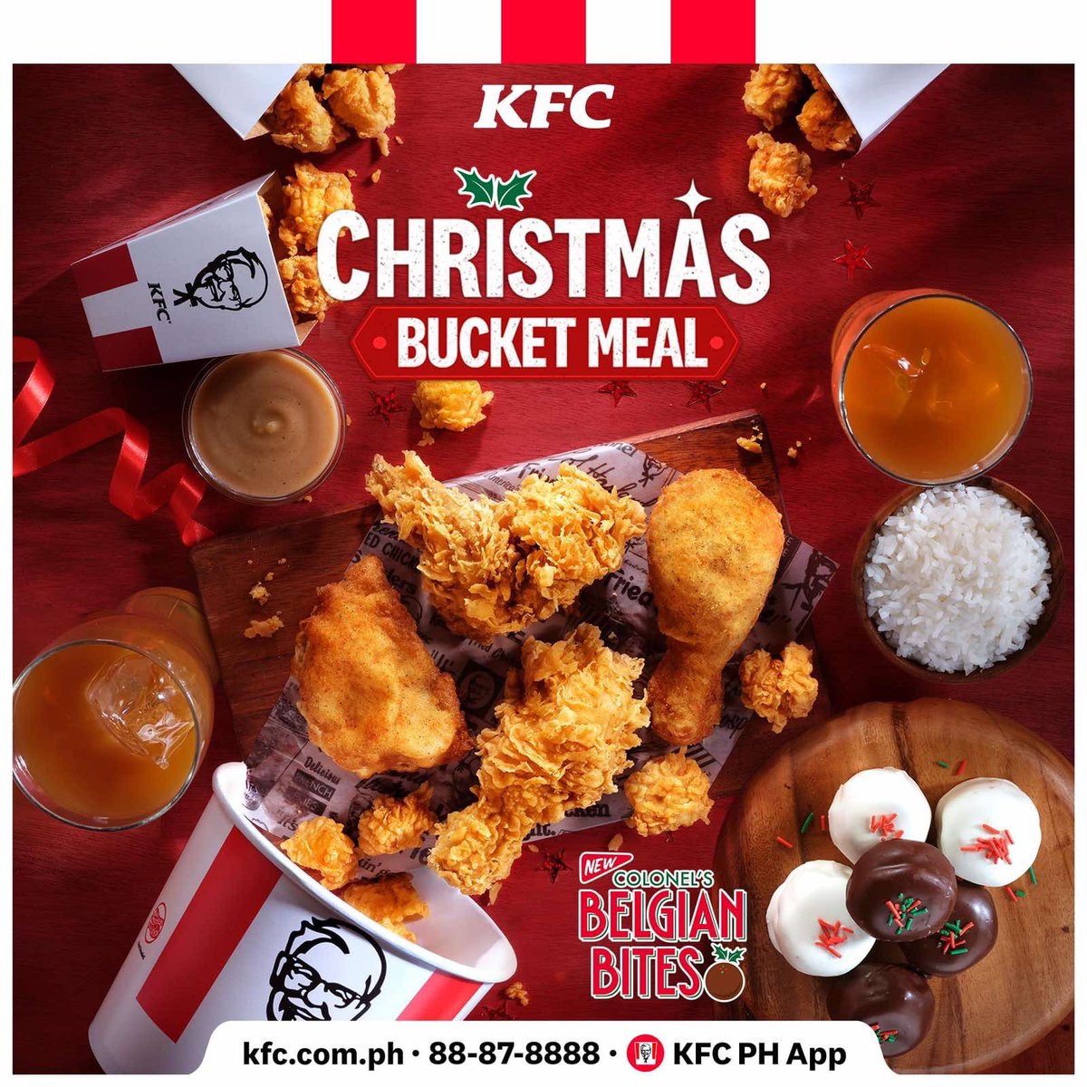 'Tis the SZN for sharing! Colonel up and get our KFC Christmas Bucket meal this holiday season! 🍗🎁 #KFCChristmasBucketMeal #KFCBucketSZN