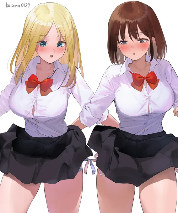 紐パン二人三脚のイラスト パンツがほどけたらアウト 