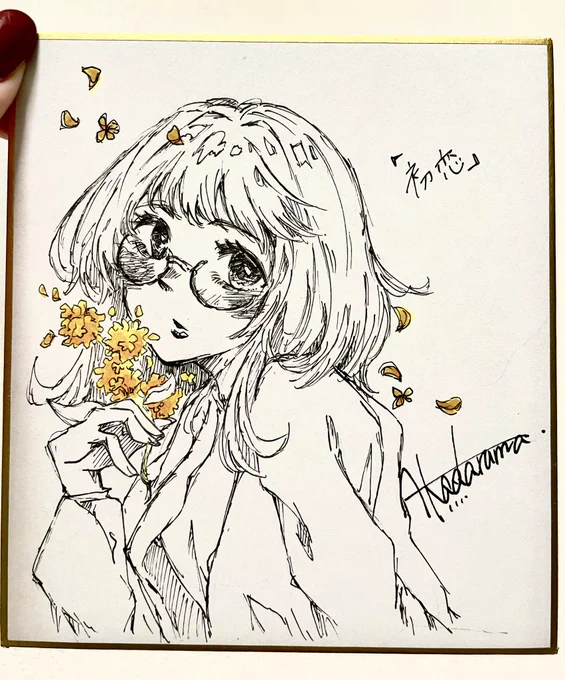 明日の渋谷展示では色紙も置きます🌼 花言葉シリーズ今回は3枚ほど描きました! #イラスト #絵描きさんと繋がりたい #絵柄が好みって人にフォローされたい