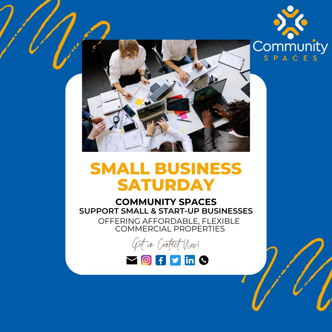 CommunitySpace5's tweet image. Small Business Saturday is a national day to celebrate small business success and encourage consumers to shop local supporting small businesses. Whether you&apos;re a small business, start-up or a good-cause, Community Spaces can help you find affordable, flexible commercial property.