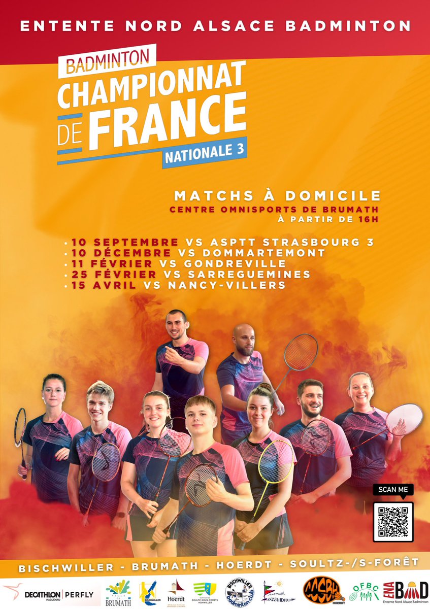 ENA_Bad's tweet photo. [Nationale 3 🏸]

🚨Prochaine Rencontre🚨

📆 Samedi 10 décembre à partir de 16h au Centre Omnisports de Brumath
 
Actuellement seconde au classement, l'équipe 1 de l'ENA Bad affrontera Dommartemont, leader de la poule 1 de Nationale 3 !
 
🏸👏🏼📣🥁🎺🥨🍻🥤

#interclubs #badminton https://t.co/t2zYo3LGUG