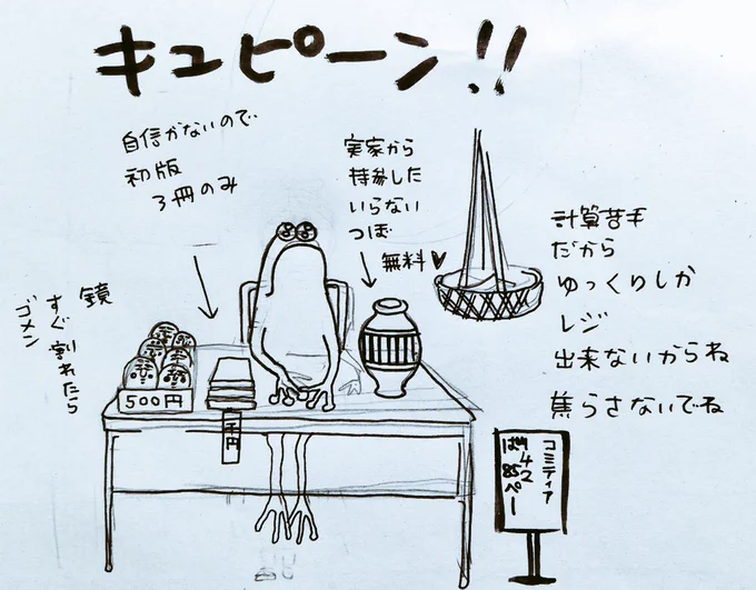 多分、ひとりは絶対 たどりつけないから 行きたい気持ちはありますがね🤣準備、提出物、下調べ 苦手なんです🤣‼️ 電車も最近乗ってないから🤣  売り子になった のを創造してみた。 実家の不要品持ち込んでいいかな。親の実家の断捨離始めないとそろそろ(笑)