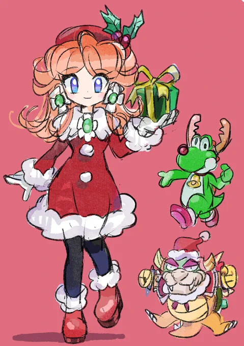 #PrincessDaisy #デイジー姫 #らくがき  #イラスト  #superMario #ヨッシー #クッパ Xmasもうすぐ!。 