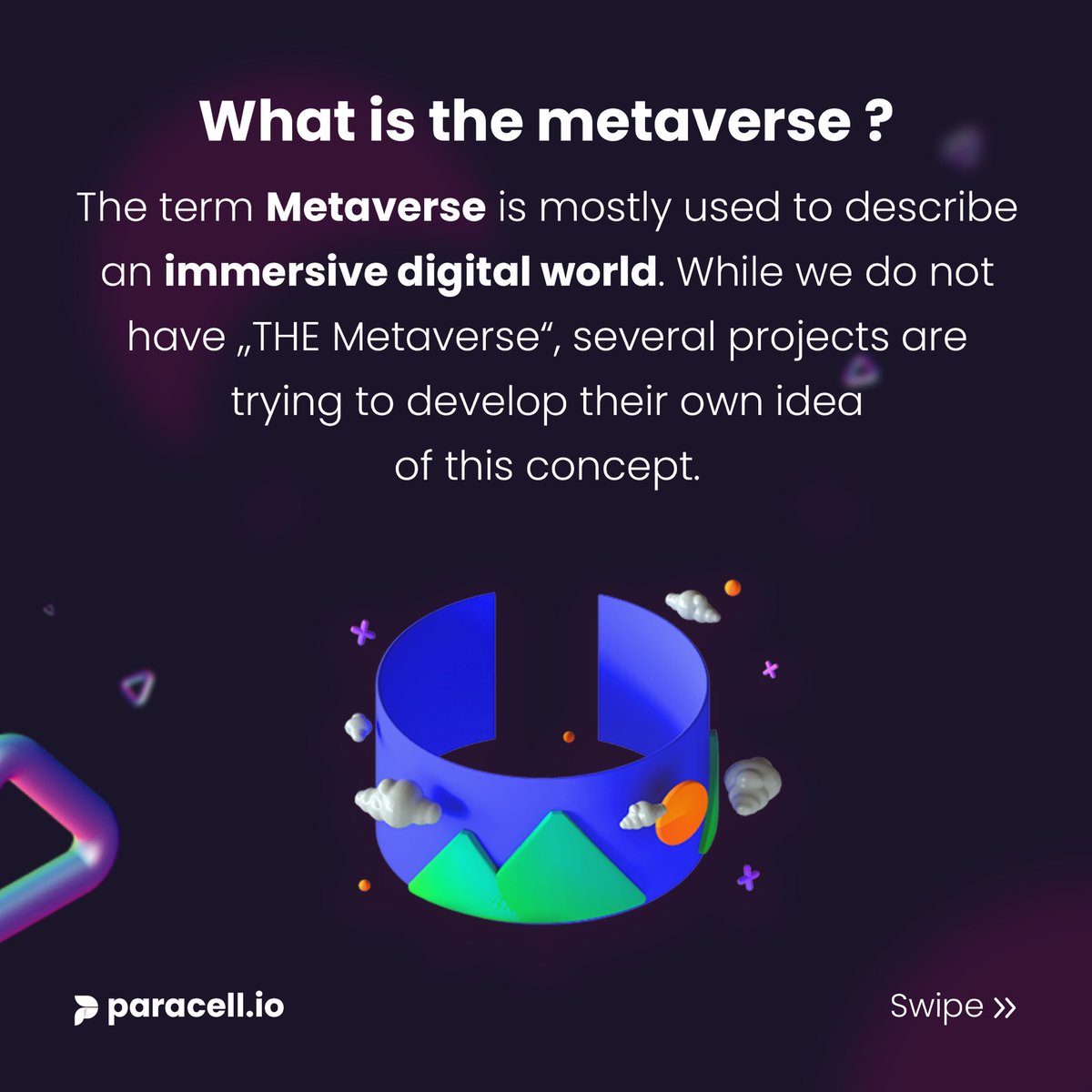 paracell_io's tweet photo. The #Metaverse is going to revolutionise our world. You’re surely heard the term before but do you know what it is? 

#Crypto #Blockchain #NFTs #MusicNFTs https://t.co/1rnIfbFrpo