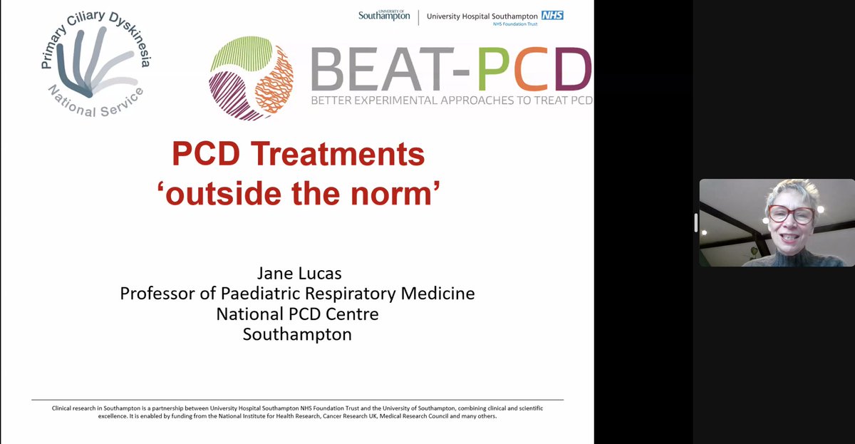 beatpcd's tweet image. To conclude this morning, prof Jane Lucas @JaneSLucas1 (@UoS_Medicine) is introducing PCD treatments 'outside the norm'.