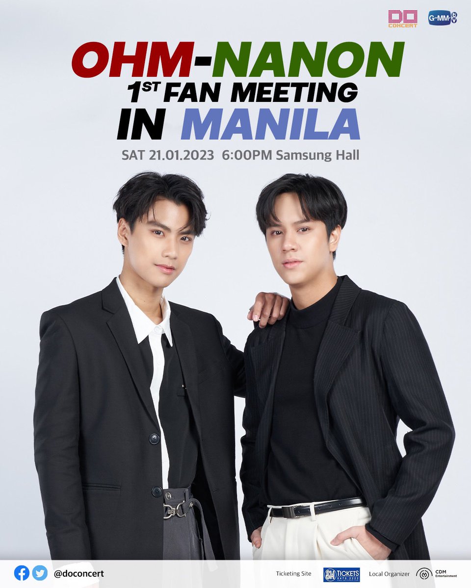 GMMTV's tweet image. Sa wakas, makikita niyo na sila na magkasama sa Pinas!💚❤️

OHM NANON 1st Fan Meeting in Manila ngayong ika-21 ng Enero 2023 sa Samsung Hall!
Maghanda na para bumili ng tiket simula 12/17/22 10AM sa SM Tickets.
Mga presyo: PHP17,500/13,500/8,000/7,000

Sinong pupunta? Kita kits!