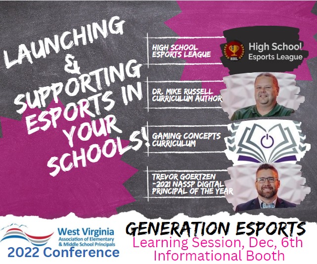 Goertzen_edu's tweet photo. Join us at the @WVAEMSP Annual Conference @The_Greenbrier Join us to learn all things Esports Education..both the competitive custom league for WV and the #GamingConcepts curriculum @Russtheteach @JoinGenEsports @WVEducation @HSELesports https://t.co/WYz9MHnJIb