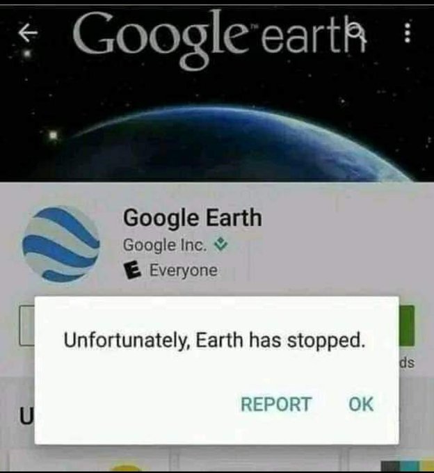 Google Earth error message: Unfortunately, Earth has stopped