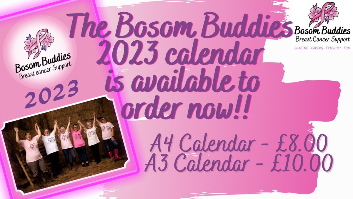 Bosom Buddies Breast Cancer Support Group (@bosombuddiesbcs) on Twitter photo Looking for a Christmas gift?? We have a limited number of our 2023 calendars available to buy π
To order yours simply send us a DM π€
All profit raised will help <a href="/BosomBuddiesBCS/">Bosom Buddies Breast Cancer Support Group</a> support ladies at any stage of a breast cancer diagnosis #WorcestershireHour Looking for a Christmas gift?? We have a limited number of our 2023 calendars available to buy π
To order yours simply send us a DM π€
All profit raised will help <a href="/BosomBuddiesBCS/">Bosom Buddies Breast Cancer Support Group</a> support ladies at any stage of a breast cancer diagnosis #WorcestershireHour