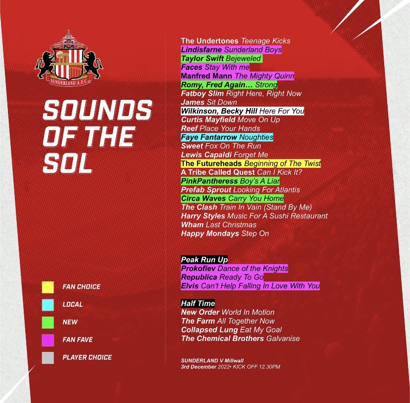 #soundsofthesol For @SunderlandAFC @StadiumOfLight feat @FFantarrow @CircaWaves @taylorswift13 @pinkpantheress2