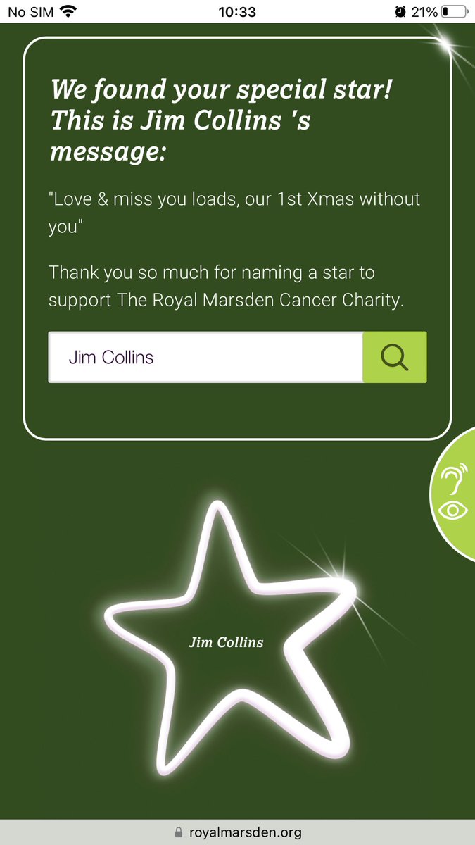 I can’t buy Dad a Christmas present this year so I’ve just bought a star on the Christmas tree 🎄 at <a href="/royalmarsden/">The Royal Marsden Cancer Charity</a> to celebrate his life as I know he’s looking down on us all ❤️ The Royal Marsden gave us an extra 30 years of making memories ❤️ The 1st is always the hardest 💔