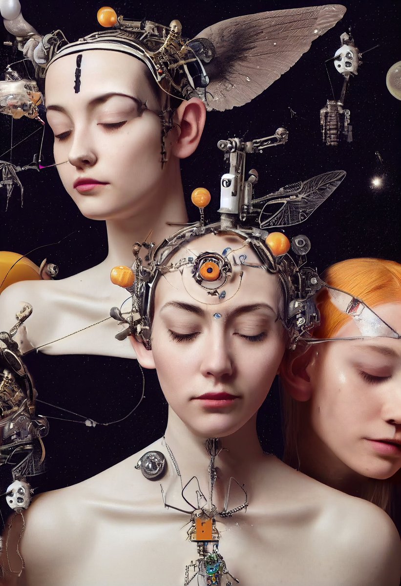 ONE DAY ONE ARTIST🔥-# 5/20 <a href="/FlorenciaBruck/">Florencia S.M. Brück 💎</a>   - 100 womxn artists to follow in the NFT space by <a href="/gxrlsrevolution/">GxrlsRevolution 💄 Art for sale 👇</a>
Visual artist who made portraits of cyborg women 🤖from another time using a generative language that draws on Renaissance, Baroque and Mannerist painting