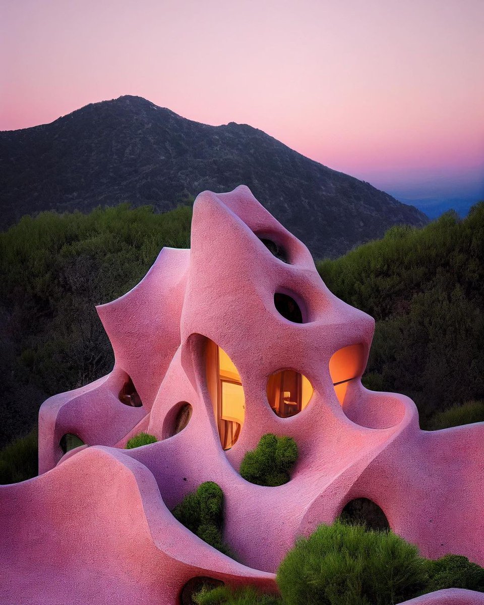 viewsfrance's tweet photo. "Gaudism — from Gaudí" est un projet architectural réalisé par l'intelligence artificielle MidJourney.

Il rend hommage aux créations du Barcelonais Antoni Gaudí 🌸 https://t.co/dc0X4XmwNt