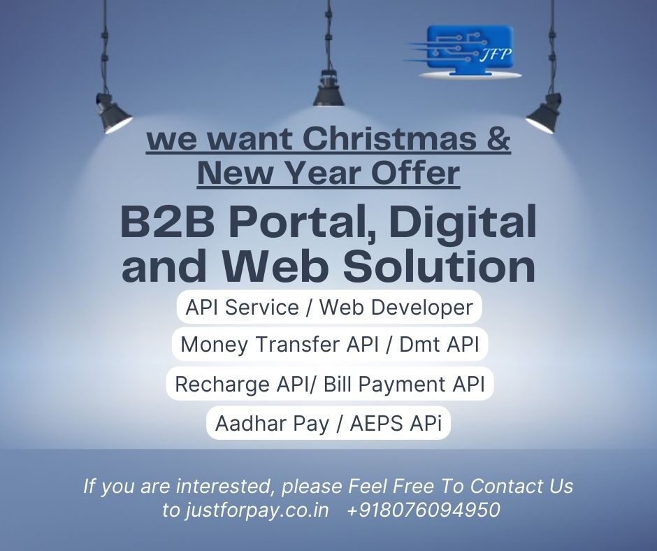 Hurry Up Fintech #Sales #Discountoffer closes #soon.
Why wait? 
More about Us> justforpay.co.in
 📱 +91 8882171675
#apiservice  #moneytransferapi #billpaymentapi
#aadharpay #aepsapi #dmtapi #newyearoffer #christmasoffer #offer #christmasoffer2022 #newyearoffer2023