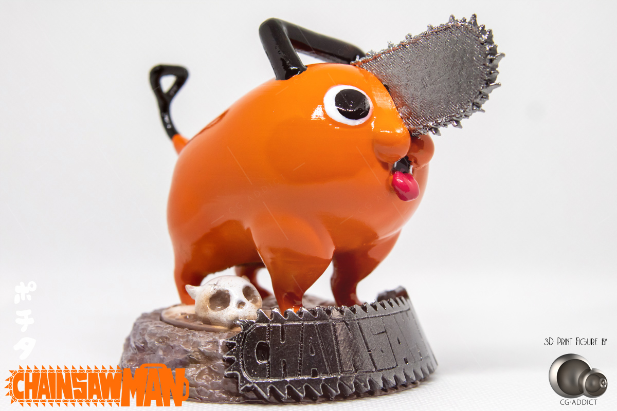 CGaddict's tweet photo. I've finally completed my Pochita project. For so long, I have struggled with the painting process. Hope you like it.🙂 #pochita #chainsawman #3dprinting 
specification :
- PLA Material ,High 8cm ,Base can be separated from the body.
- Can hold Wacom Pro Pen II. https://t.co/w92P8gEp3m