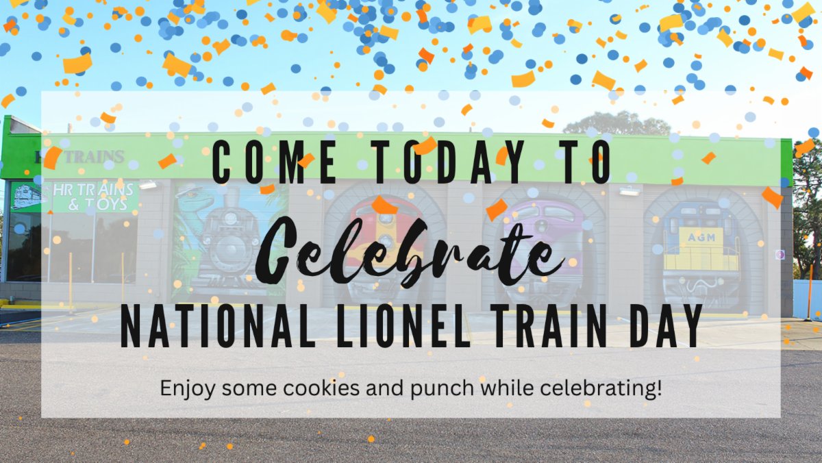 HRTrains's tweet photo. Come by today to Celebrate National Lionel Train Day!!!

#Cookies #Punch #TrainDay #NationalLIonelTrainDay #LionelTrains #ElectricTrains #RunningTrains #Locomotives #TampaBay #PinellasPark #ModelTrains #OScale #LionelFasTrack 

https://t.co/uHAqSfOnFg
https://t.co/9QLOOEy42A https://t.co/Qh5UNETr8G