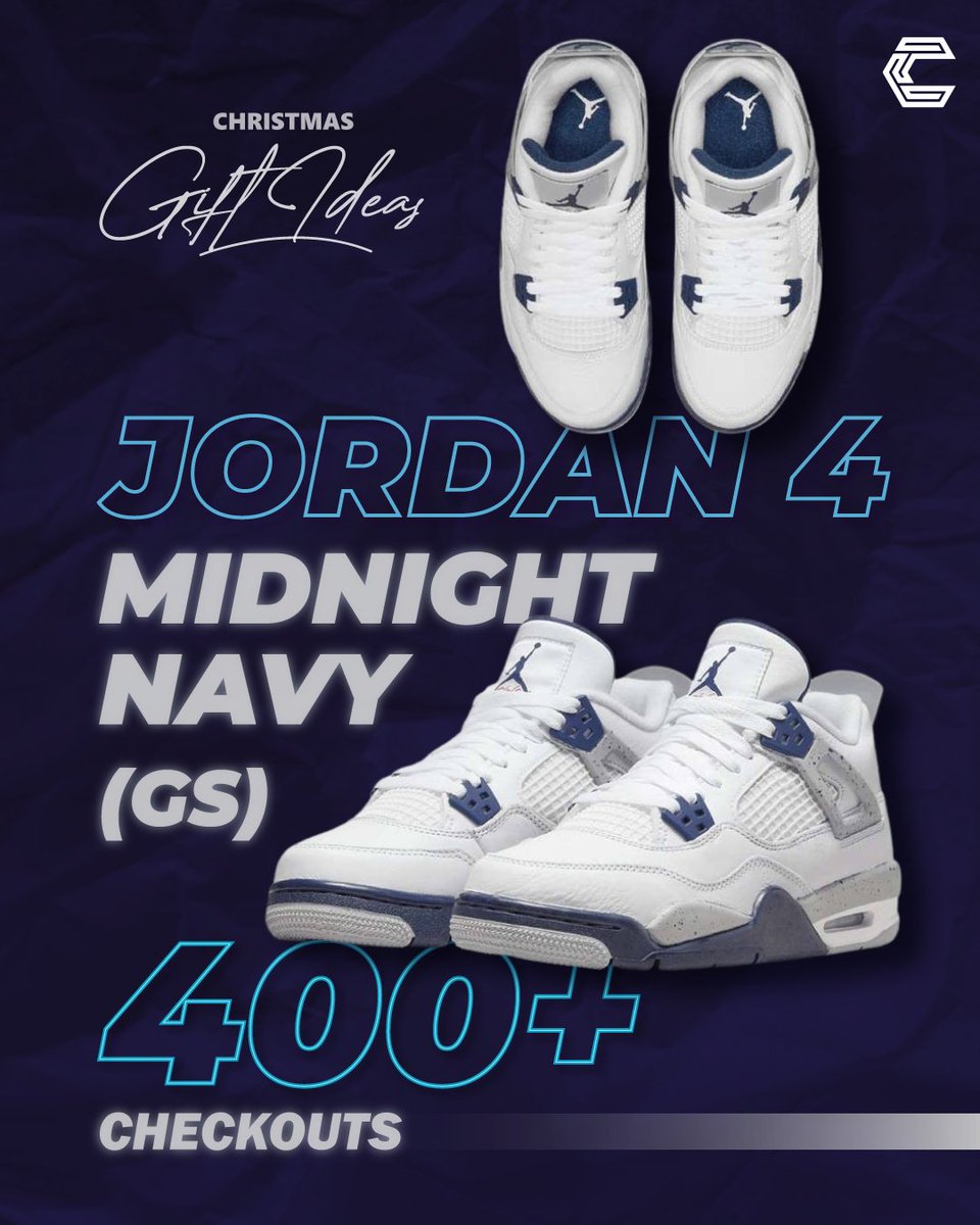 Second on our "Christmas Gift Ideas" list is the Jordan 4 Midnight Navy GS. 🎅🎄

Very limited release but our users still manged to secure over 400 pairs which with our small userbase averages 3 pairs per user!😌

Keep your eyes peeled and engage with our Christmas posts! 🎁🔜
