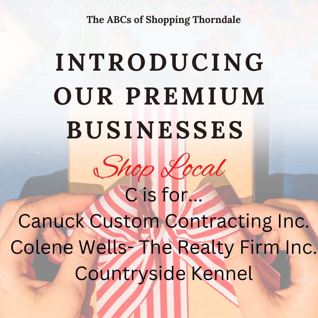 C is for coming soon, a festive night of Carols, Cookies, and Chances to WIN gift baskets filled with local goodies and $500 to be spent at our Premium Businesses!
Buy your tickets for the Christmas Raffle ($2 per ticket) here: ilovethorndale.ca/.../thorndale.…