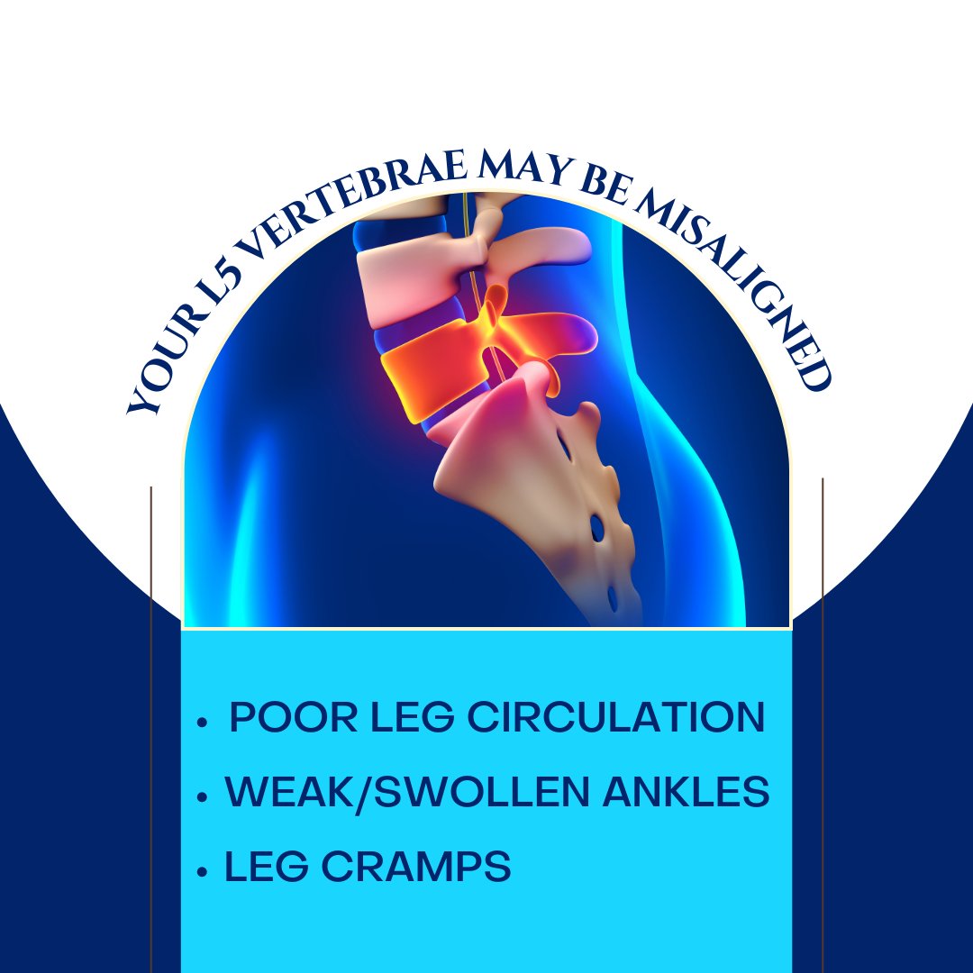 DrAdamCline's tweet photo. If you have been experiencing poor leg circulation, weak/swollen ankles, or leg cramps this may be a sign that your L5 is misaligned. 😌

Chiropractic care may help – give us a call today! 📞

#ChiropracticWorks #L5Misalignment #ChiropracticCare #OptimalFunction #Chiropractic https://t.co/bp0cSAwTFl