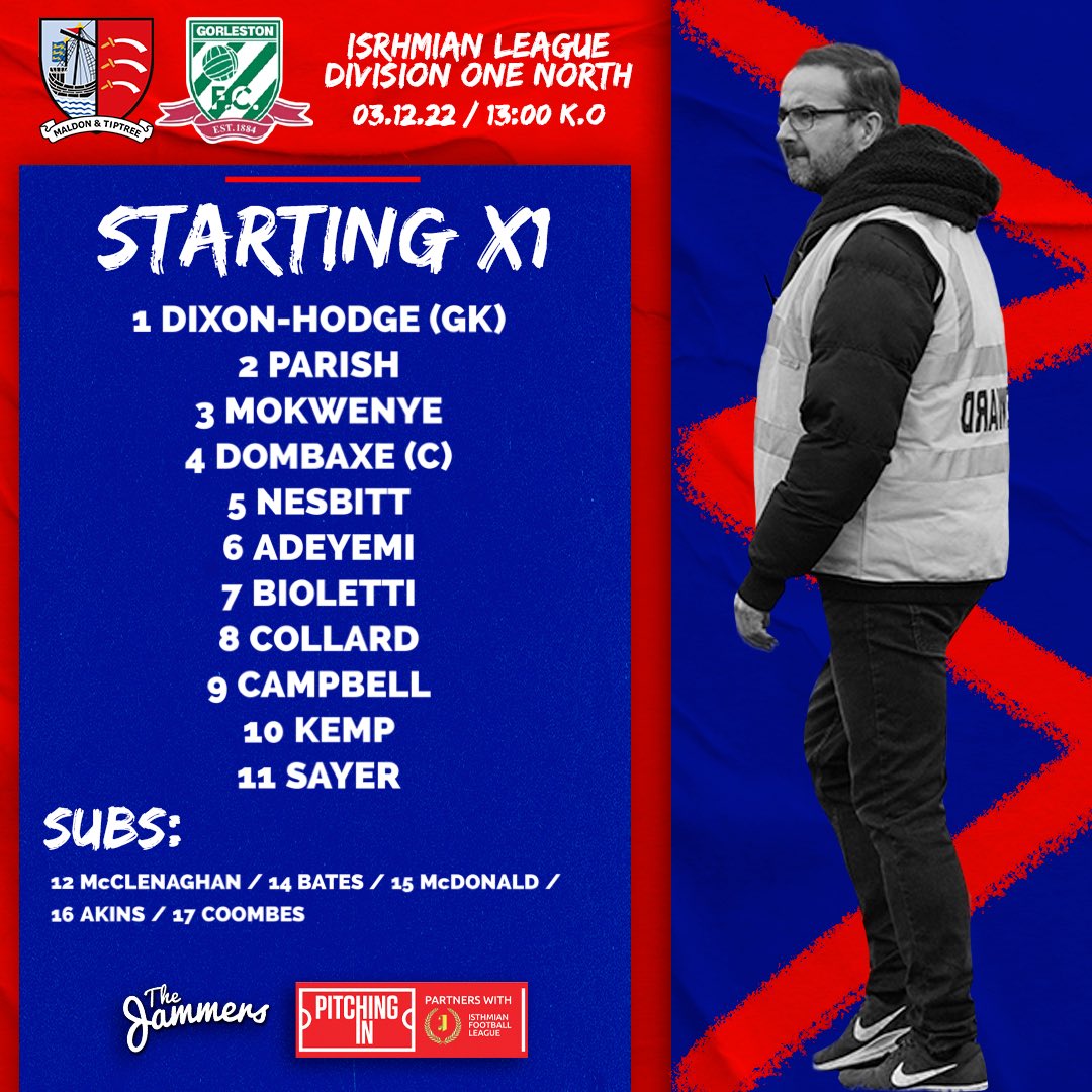 MaldonTiptreeFC's tweet photo. 👕 Here is our line up for this afternoon.

Come on you Jammers.

#Jammers 🍓 #COYJ 🍓 #MALGOR https://t.co/UeNAYrAnfw