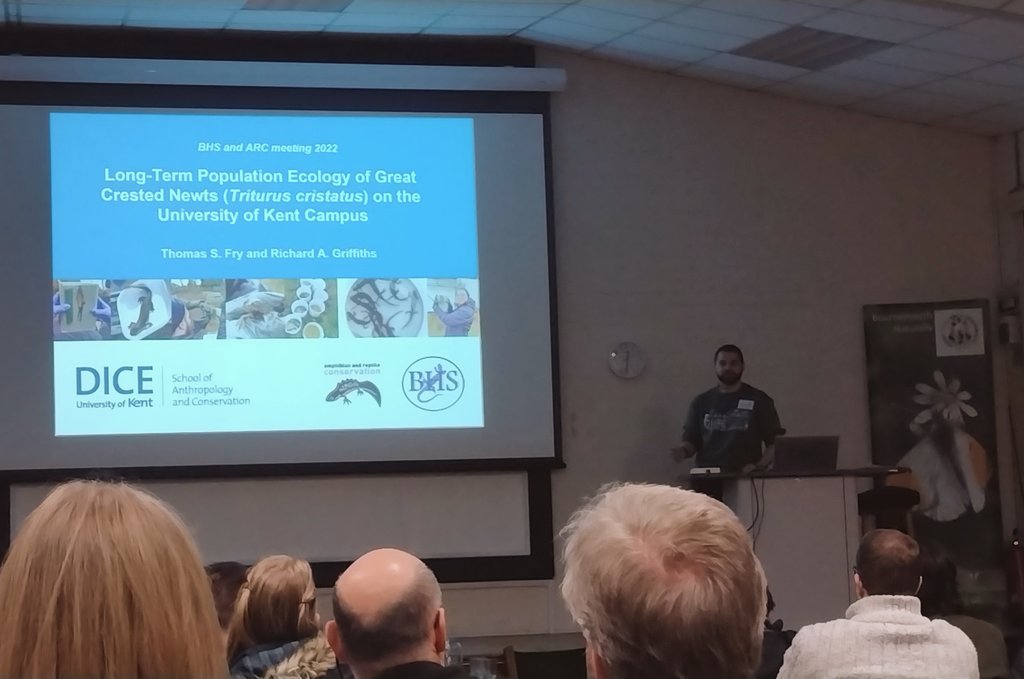 Our next #HerpJSM2022 talk is by <a href="/c0nservationtom/">Tom Fry</a> on his Masters research into the population ecology of the Great Crested Newts on the <a href="/UniKent/">University of Kent</a> campus!