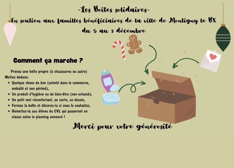 Lycée Emilie de Breteuil (@lycee_edb) on Twitter photo Notre #CVL se mobilise au profit du CCAS de <a href="/VilleMontigny78/">Ville de Montigny-le-Bretonneux</a> et vous propose de constituer une boîte cadeau qui sera offerte aux familles les plus démunies. Un beau geste citoyen et solidaire! Merci d’avance à tous les participants! Notre #CVL se mobilise au profit du CCAS de <a href="/VilleMontigny78/">Ville de Montigny-le-Bretonneux</a> et vous propose de constituer une boîte cadeau qui sera offerte aux familles les plus démunies. Un beau geste citoyen et solidaire! Merci d’avance à tous les participants!