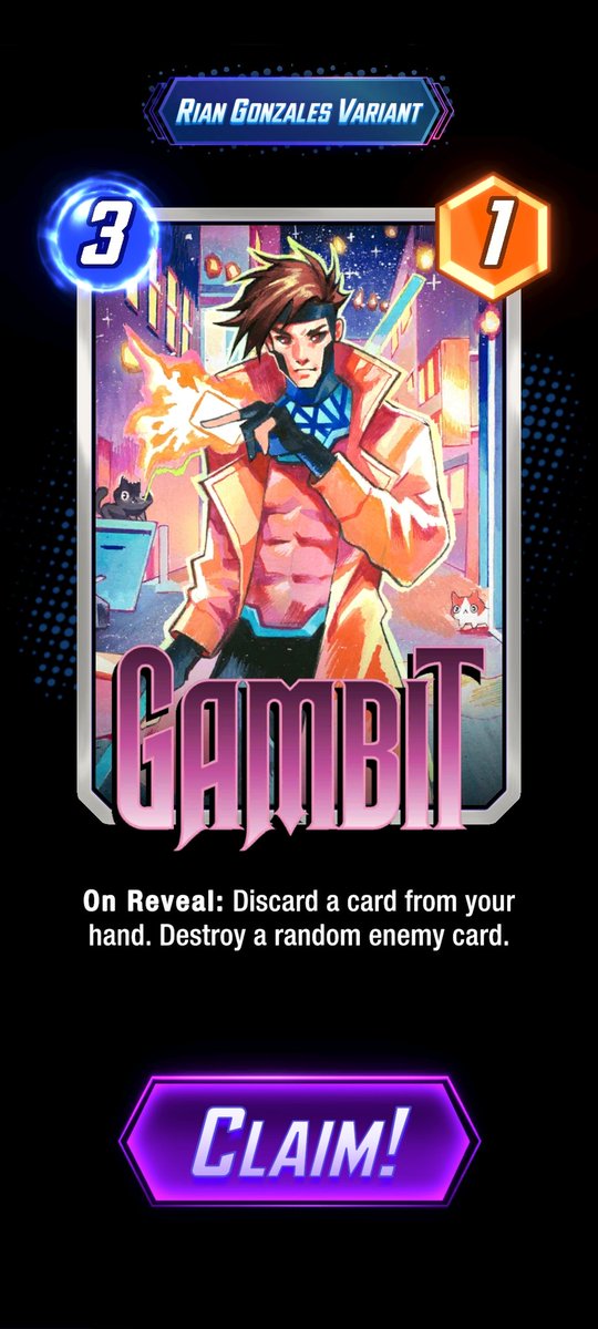 SEGA_Legend's tweet photo. I mean, Gambit is one of my favorite characters and this variant has kitties in the background. I sort of HAD to get it ya know? It was seriously a gun to head decision. https://t.co/pRGdh7FLHi