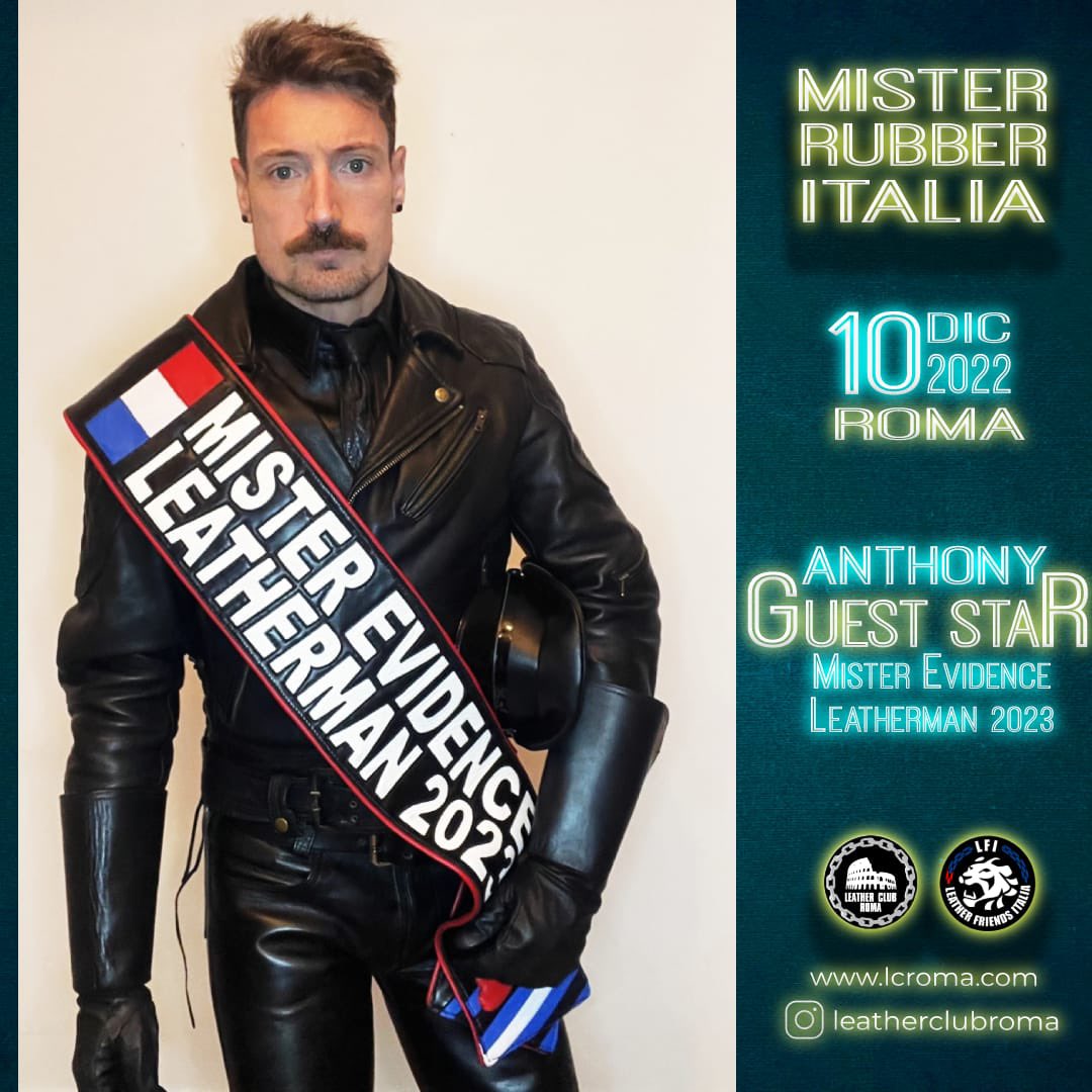 LeatherClubRoma's tweet photo. Ecco il primo favoloso ospite della IX ed. del #FetishPrideItaly: si tratta di #Anthony recentemente eletto Mr Leatherman #Evidence.
E voi cosa state aspettando? Per prenotare e per tutte le info sul #FPI9 👉🏻 https://t.co/sze45K9XhK
#StrongerTogether 💛❤️🖤
#MRI23 https://t.co/SayBSbdhG3