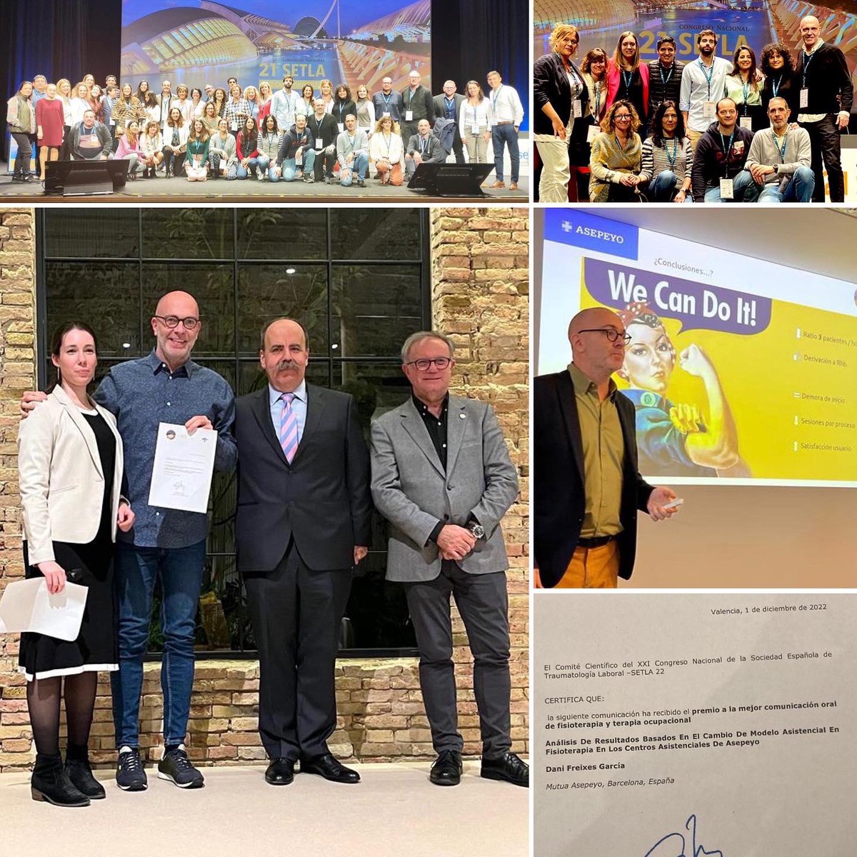 Agradecido por recibir un premio a la mejor Comunicación Oral de #fisioterapia en el Congreso #Setla22, fruto del esfuerzo de los fisioterapeutas de <a href="/Asepeyo/">Asepeyo</a>. 🤗